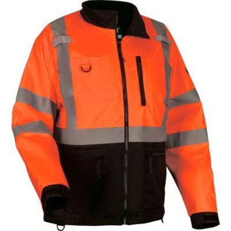 ERGODYNE High Visibility Windbreaker Water Resistant Jacket, Type R Class 3, Orange, Large 23434